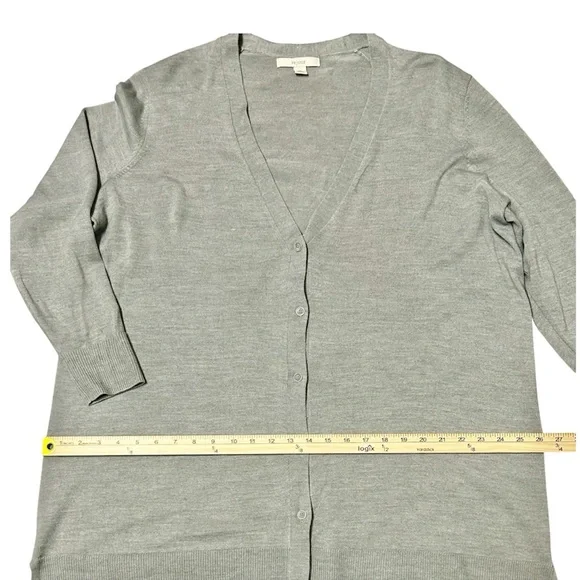 Sejour V-Neck Button-Up Cardigan – Women’s 2X – Gray – 50% Wool / 50% Acrylic - Picture 3 of 5